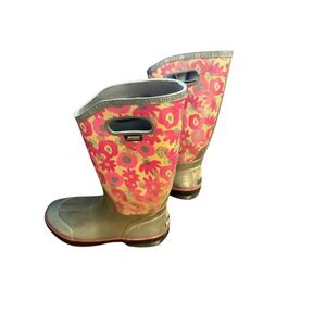 Bogs Classic High Waterproof Rain Boots Womens 10 Floral Pink Olive 71783-012